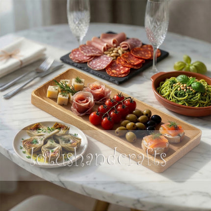 Ashwood rectangular serving tray and charcuterie board with elegant design and long lasting durability.