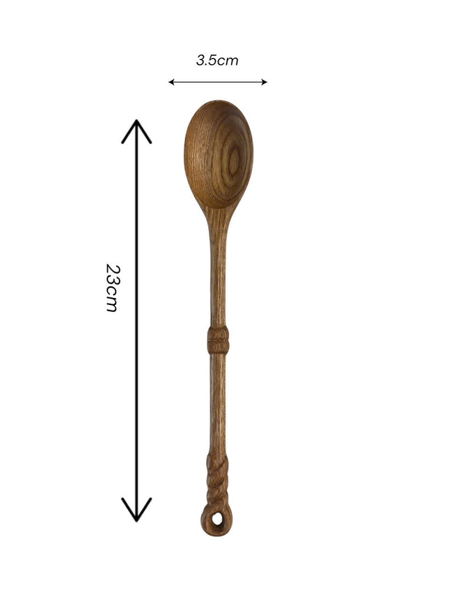 Handmade timber taste round bowl wooden spoon from size 23 cm length and 3.5 cm bowl width natural wooden kitchen utensil.