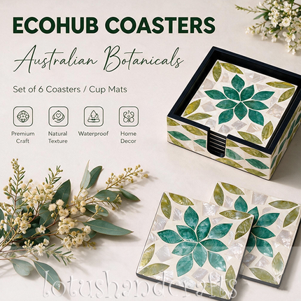 shimmering iridescent shell coasters - elegant home and gift.