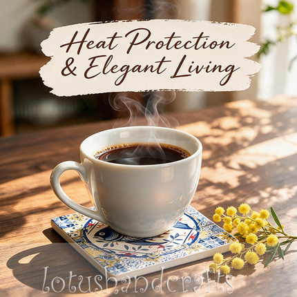 A beautiful ceramic coaster that adds a playful artistic touch while helping protect your tabletop from everyday drink marks.