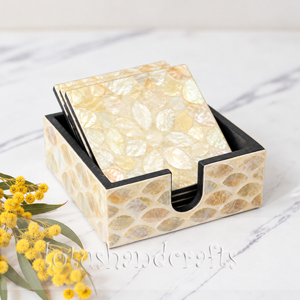 The organic petal-inspired mosaic and neutral ivory palette complement coastal, bohemian, modern, and minimalist interiors.