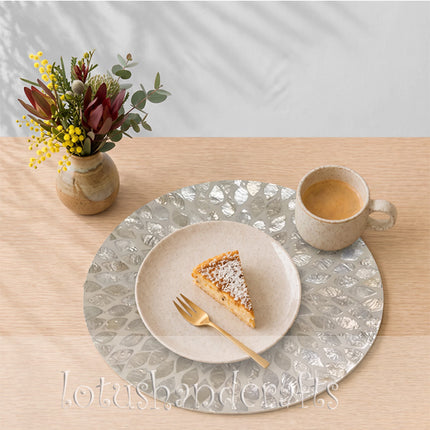 Round  Mother of Pearl Floral Placemat by Lotushandcrafts.