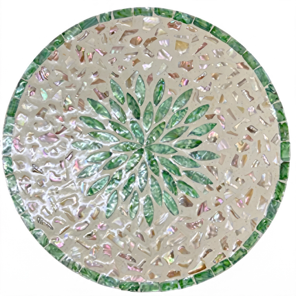 Handmade Green Leaf Mother of Pearl Round Placemat.