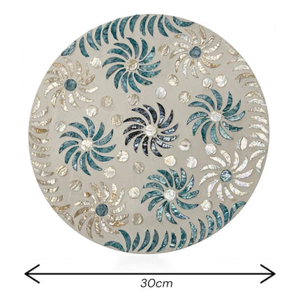 size Mother of Pearl with White & Blue Spiral Floral Placemat by Lotushandcrafts.