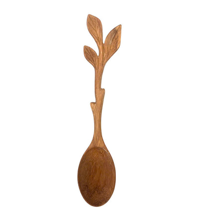 A cute handcrafted leaf shape wooden spoon brings natural beauty and charm to daily use.
