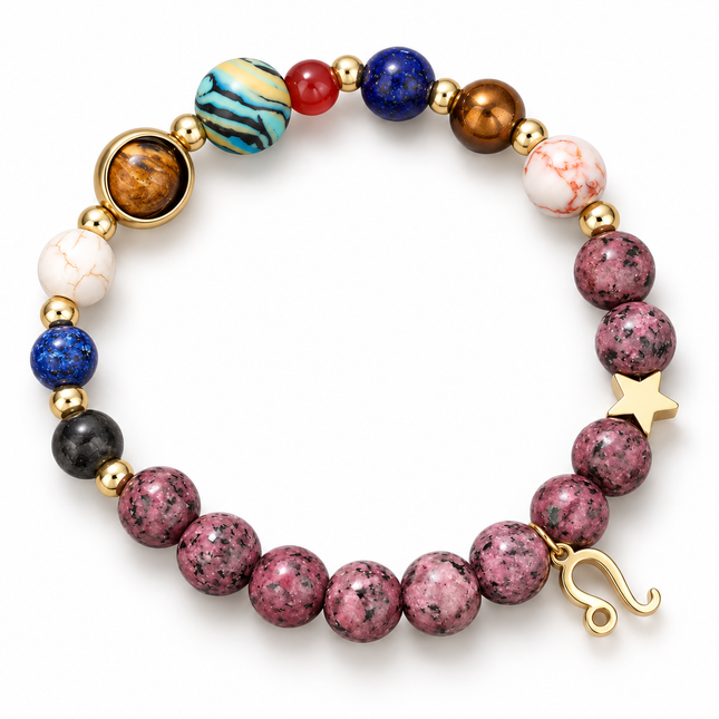 Leo Rhodonite Zodiac Bracelet approx 18–18.5 cm