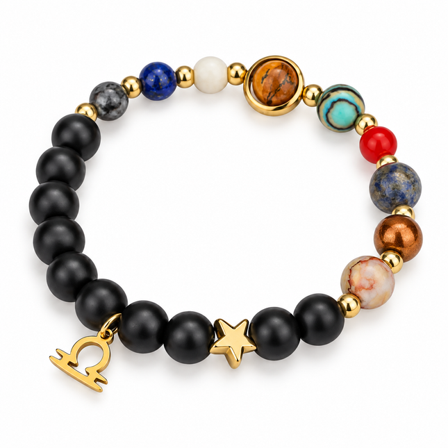 Libra Frosted Agate Zodiac Bracelet approx 18–18.5 cm
