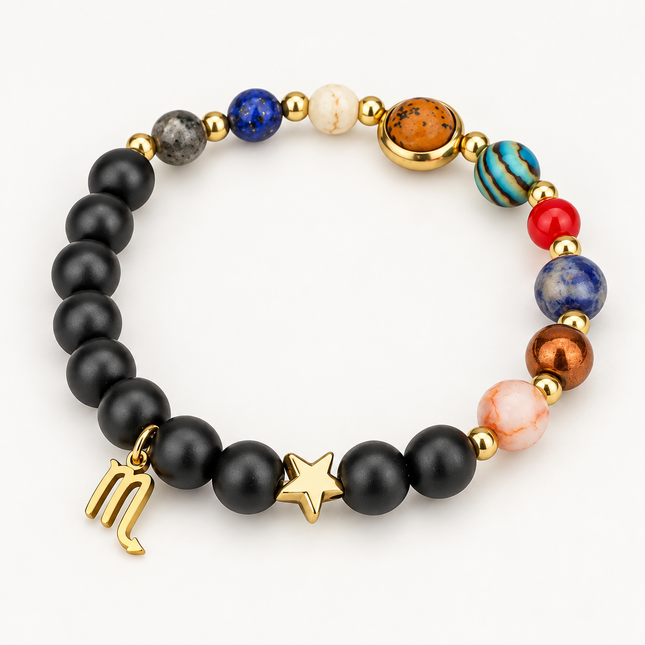 Scorpio Frosted Agate Zodiac Bracelet approx 18–18.5 cm