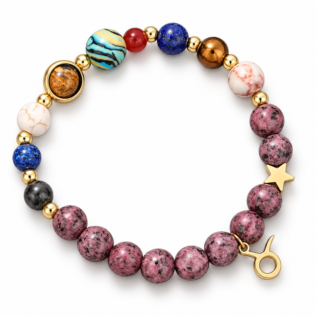 Taurus Rhodonite Zodiac Braceletapprox 18–18.5 cm