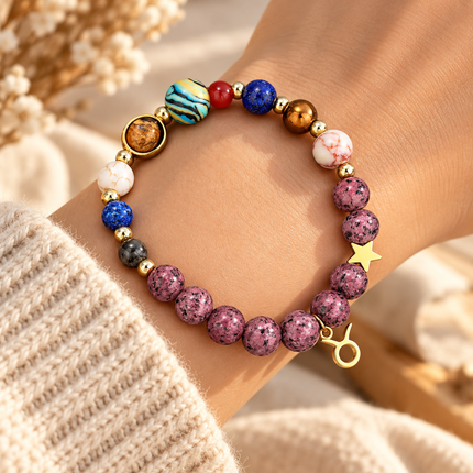 Taurus Rhodonite Zodiac Braceletapprox 18–18.5 cm