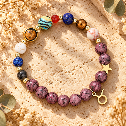 Taurus Rhodonite Zodiac Braceletapprox 18–18.5 cm