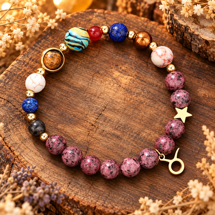 Taurus Rhodonite Zodiac Braceletapprox 18–18.5 cm