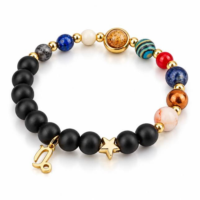 Capricorn Frosted Agate Zodiac Bracelet approx 18–18.5 cm