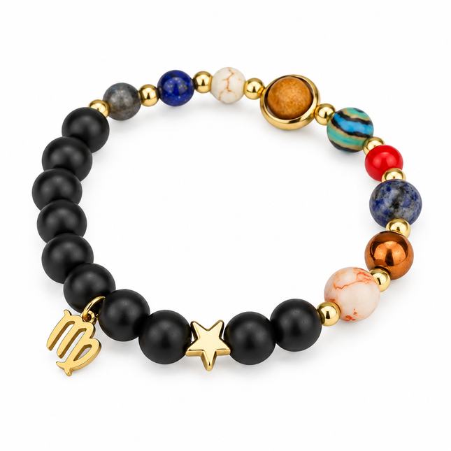 Virgo Frosted Agate Zodiac Bracelet approx 18–18.5 cm