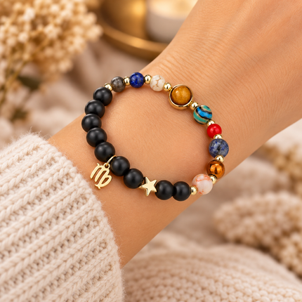 Virgo Frosted Agate Zodiac Bracelet approx 18–18.5 cm