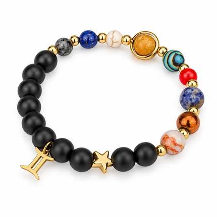 Gemini Frosted Agate Zodiac Bracelet approx 18–18.5 cm