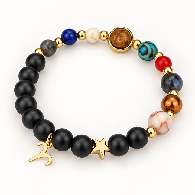 Capricorn Frosted Agate Zodiac Bracelet approx 18–18.5 cm