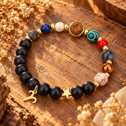 Capricorn Frosted Agate Zodiac Bracelet approx 18–18.5 cm