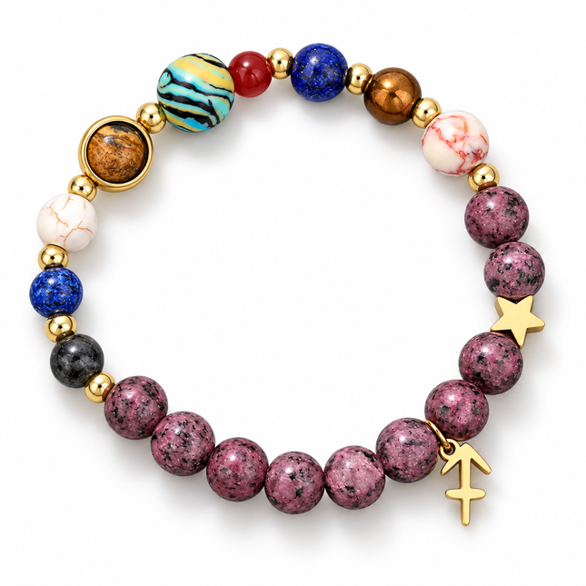 Sagittarius Rhodonite Zodiac Bracelet approx 18–18.5 cm