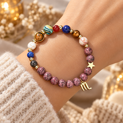 Scorpio Rhodonite Zodiac Bracelet approx 18–18.5 cm