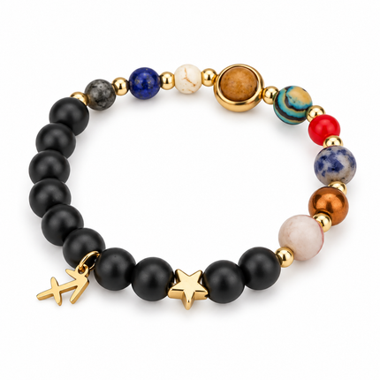 Sagittarius Frosted Agate Zodiac Bracelet approx 18–18.5 cm