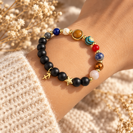 Sagittarius Frosted Agate Zodiac Bracelet approx 18–18.5 cm