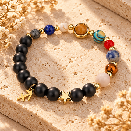 Sagittarius Frosted Agate Zodiac Bracelet approx 18–18.5 cm