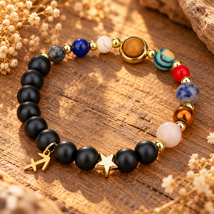 Sagittarius Frosted Agate Zodiac Bracelet approx 18–18.5 cm