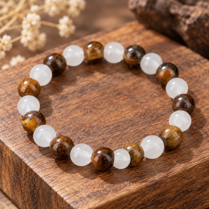 Tiger’s Eye & Clear Quartz Bracelet approx 18–18.5 cm