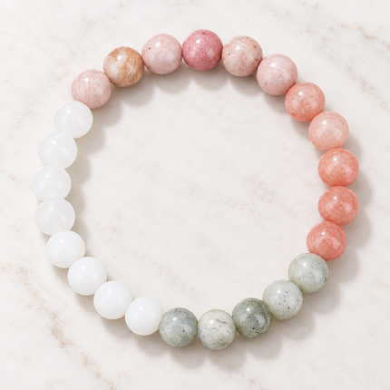 Rose Quartz & Clear Quartz Bracelet approx 18–18.5 cm