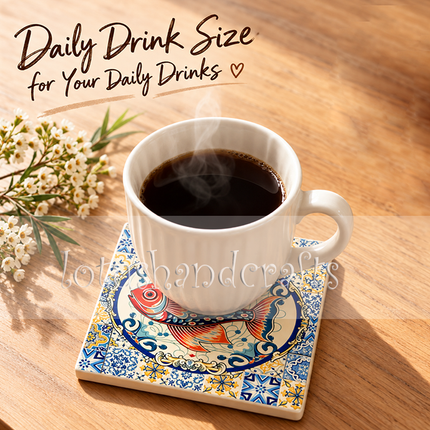 Made from ceramic with a smooth surface, this coaster is easy to clean with a soft, damp cloth, making it a practical addition to your everyday drinkware accessories.