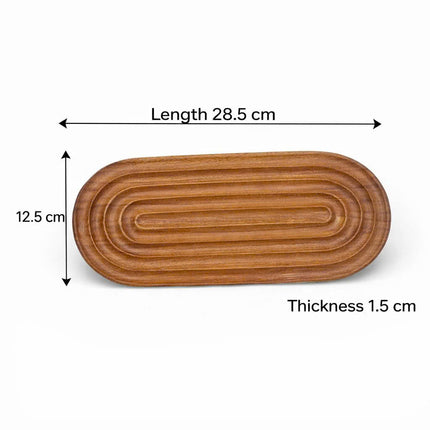 Handcarved Ripple Oval Redwood Serving Tray (28,5cm) by Lotushandcrafts