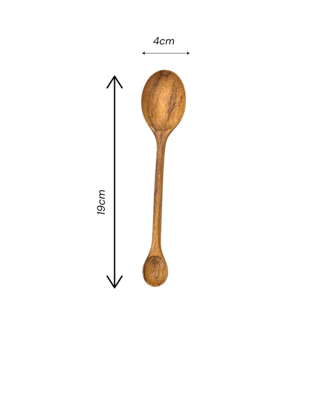 Handcrafted wooden dual tasting spoon handmade with natural finish and practical size for cooking serving and elegant kitchen use.