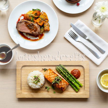 Everyday rectangular wooden tray with durable craftsmanship for serving coffee, snacks, and cozy home decor.