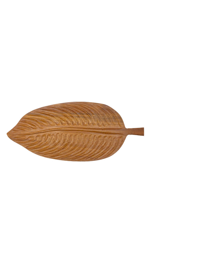 This cute redwood leaf serving tray with a handle is perfect for your daily snacks.