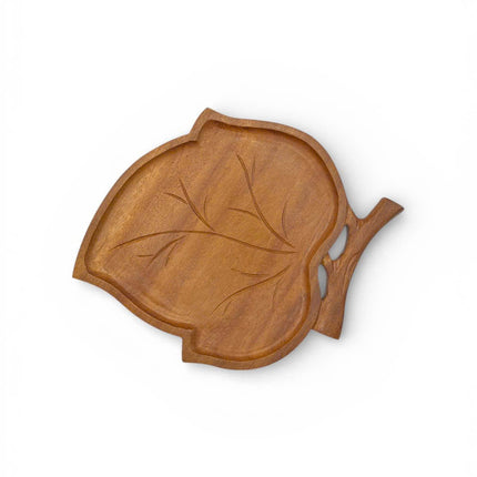 Cute redwood leaf shaped serving tray for coffee, snacks, fruit, and natural home decor.