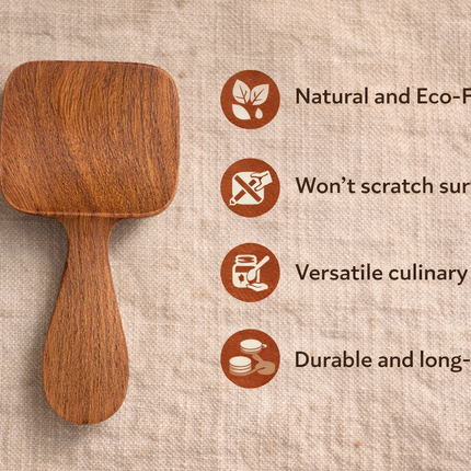 Handcrafted mini square redwood scoop is safe for users and suitable for daily kitchen use.