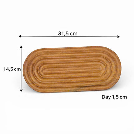 Ripple oval wooden serving tray with a minimalist design perfect for coffee, snacks, and decor.