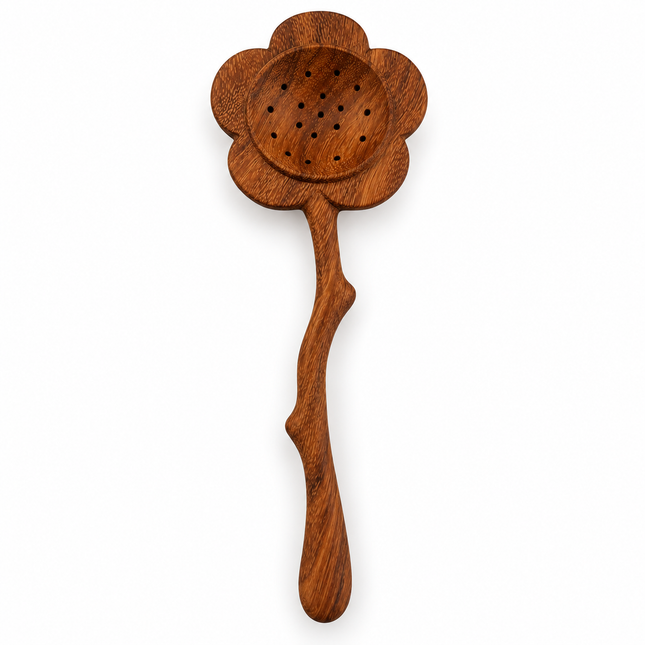 Hand-Carved Wooden Flower Tea Strainer