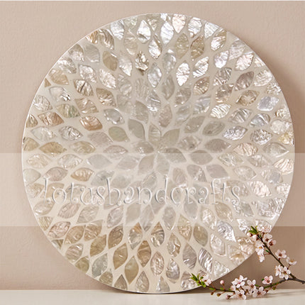 Round Mother of Pearl Floral Round Placemat.