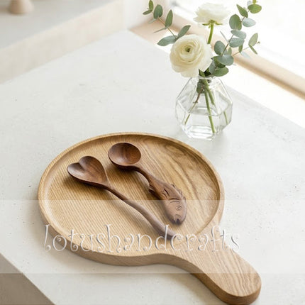 Cute round AshWood paddle tray for serving coffee, snacks, desserts, and cozy everyday moments.