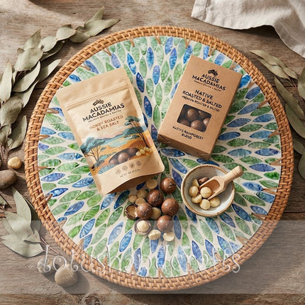 Mother of pearl rattan round blue green botanical leaf burst placemat.