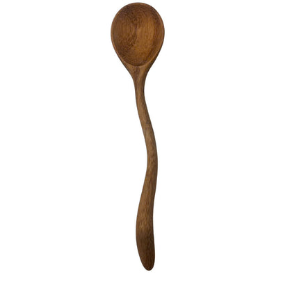 Handmade wooden spoon crafted with a wavy design, eco friendly and perfect for everyday kitchen use.
