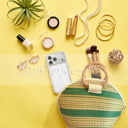 Handmade seagrass straw handbag with a rattan handle in a half moon woven tote design.