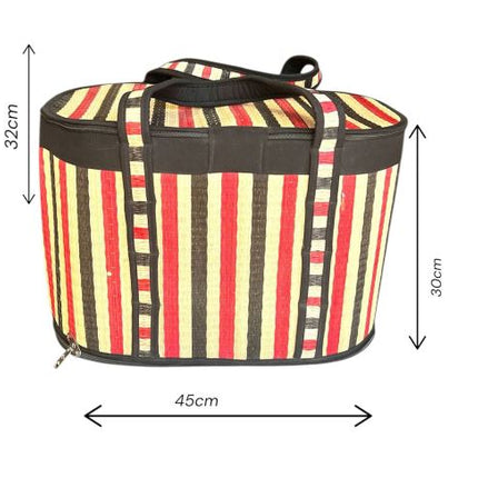 Handwoven foldable seagrass storage basket with lid and zipper.