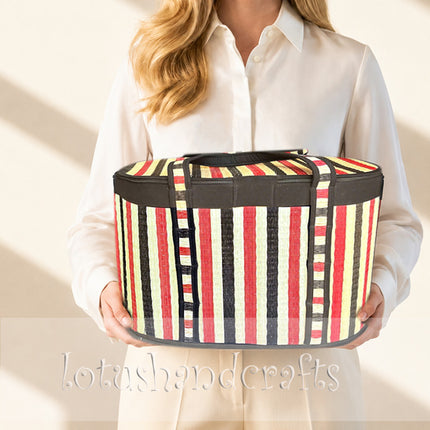 Handwoven Foldable Seagrass Storage Basket Lid and Zipper by Lotushandcrafts.