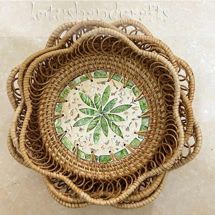 Handmade Rattan Mother of Pearl Decorative with set 3. 