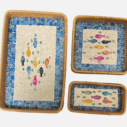 Rectangular rattan tray