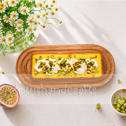 Small Ripple Oval Redwood Serving Tray offers elegant natural beauty and long lasting durability for everyday use.