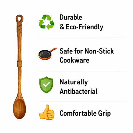 TwistGrip mini long handle wooden spoon offers many benefits for precise seasoning, comfortable grip, and a more enjoyable cooking experience.